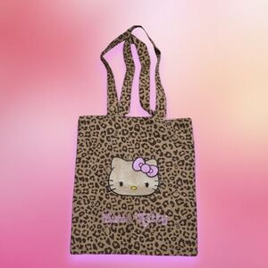 Charming Tan Leopard Hello Kitty Canvas Tote with Iconic Design